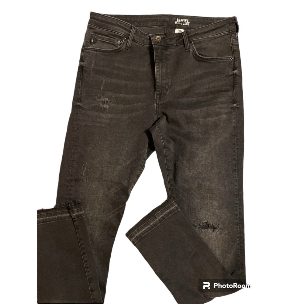 H&M “&Denim” black distressed skinny jeans size16 “CA33”